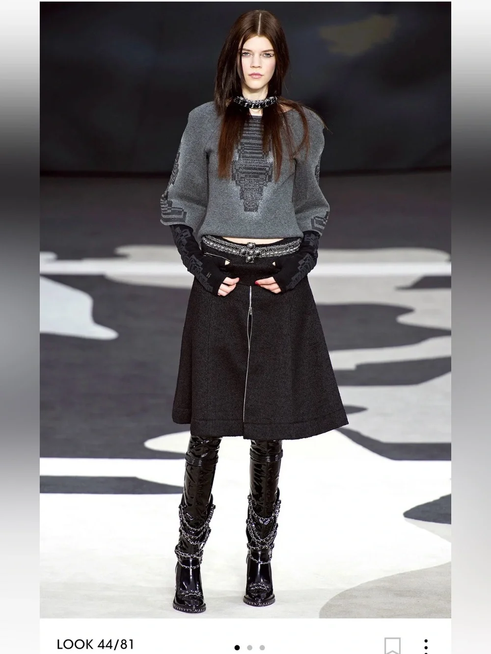 Chanel A/W2013 Karl Lagerfeld Chain Obsession Patent Leather Block Heel Boots 37